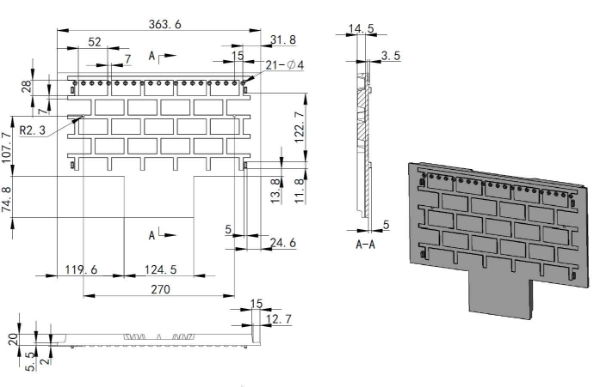 Brick Dunloe Back 5Kw (Eco) cast iron w holes