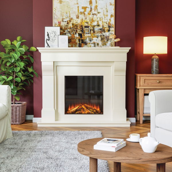 Astoria 60'' Fireplace Set Ivory Pearl (Forest 650)