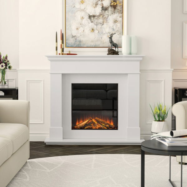 Renoir 54'' Fireplace Set Alpine White (Forest 650)